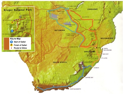 Safari Route in Südafrika zum Kruger National Park Safari Route in Südafrika zum Kruger National Park