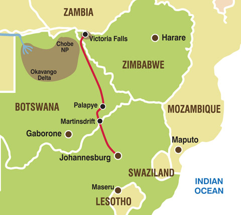 Afrika Safari Transfer: Johannesburg bis Viktoriafälle Afrika Safari Transfer: Johannesburg bis Viktoriafälle